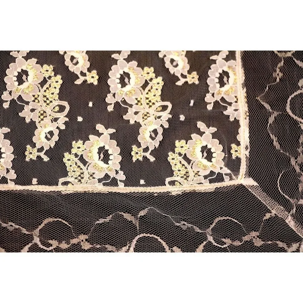 NEW BIG LONG WHITE GOLD LACE MANTEL DRESSER SCARF TABLE RUNNER